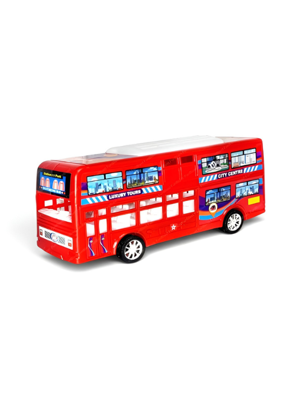 Double Decker Sightseeing Bus Toy for Kids – Friction Powered City Tour Vehicle, Realistic Interior & Smooth Edges for Toddlers LMI7620