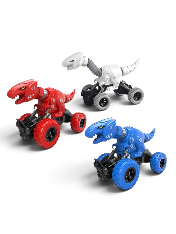 Pack Of 3 Double Rebound Telescopic Dinosaur Monster Toy – Fun Bouncing Pull-Back Toy MD731