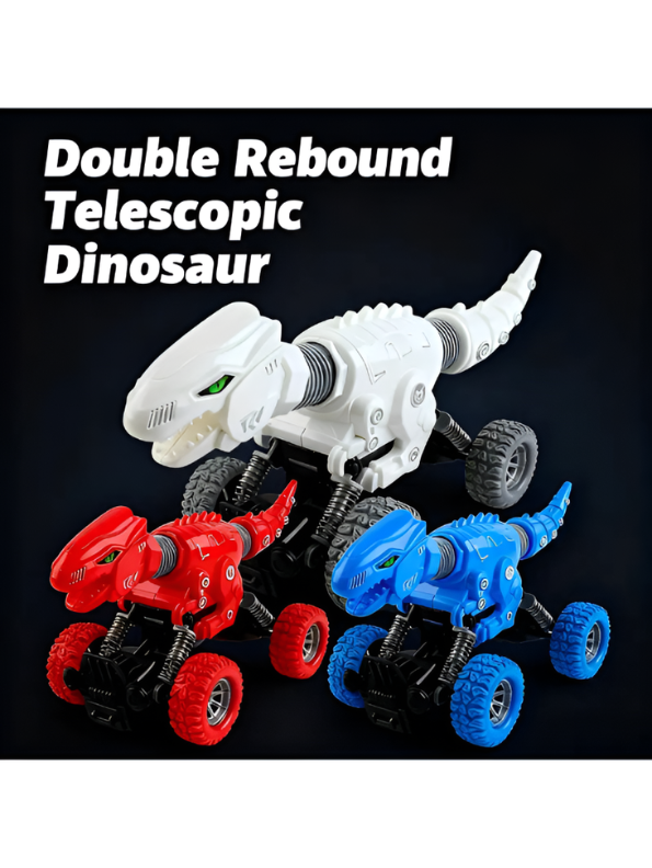 Pack Of 3 Double Rebound Telescopic Dinosaur Monster Toy – Fun Bouncing Pull-Back Toy MD731