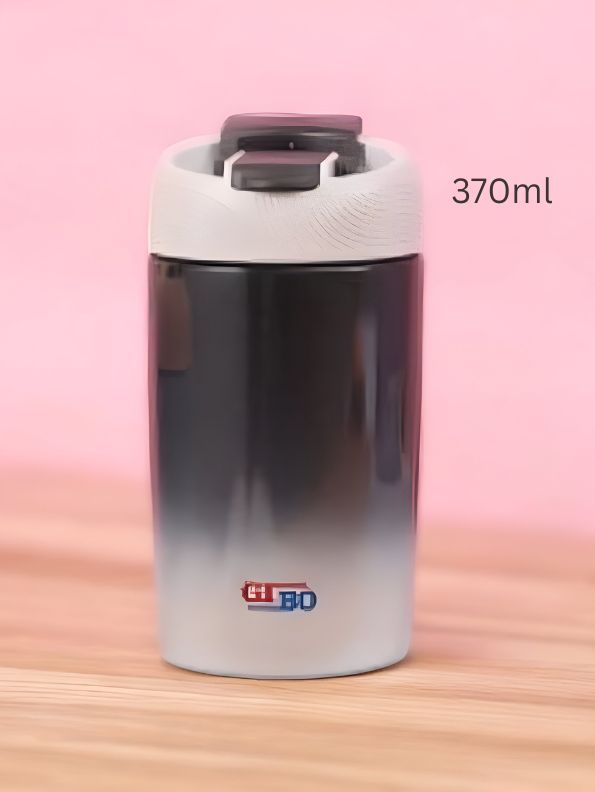 Black - Double Shaded 2-in-1 Water Bottle 370ml – Stylish & Compact for Office Workers NOV3295.