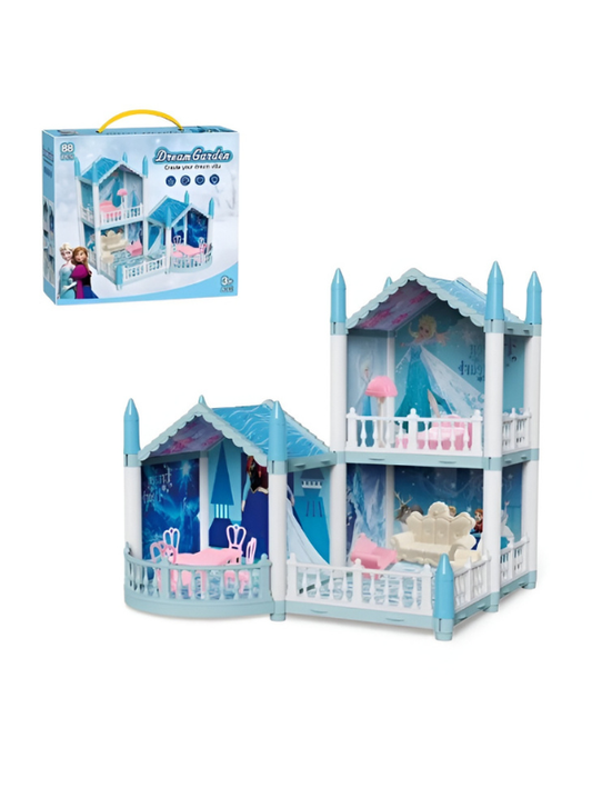 Dream Garden Frozen DIY Dollhouse Ice Castle – 88pcs Building Blocks Playset with Mini Doll MD2851.