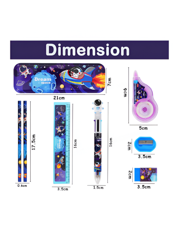 Dream Space Stationery Set for Kids | 8-Piece Back to School Kit with Pencil Pouch & Supplies | Space Themed Gift for Students  NOVGBT-8462.
