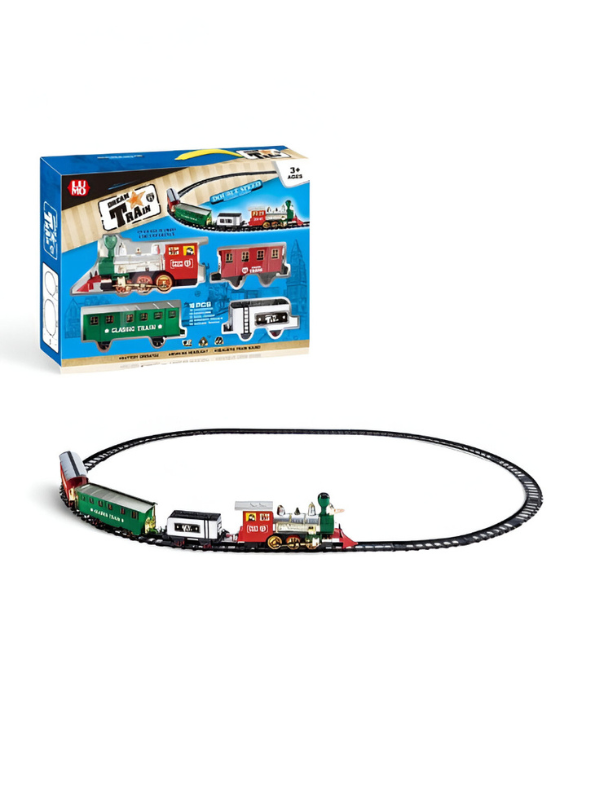 Dream Train Deluxe Electric Railway Set – Battery Operated Train Toy with Tracks, Lights, Sounds & Double Speed | Classic Model Train Set LMI13295.