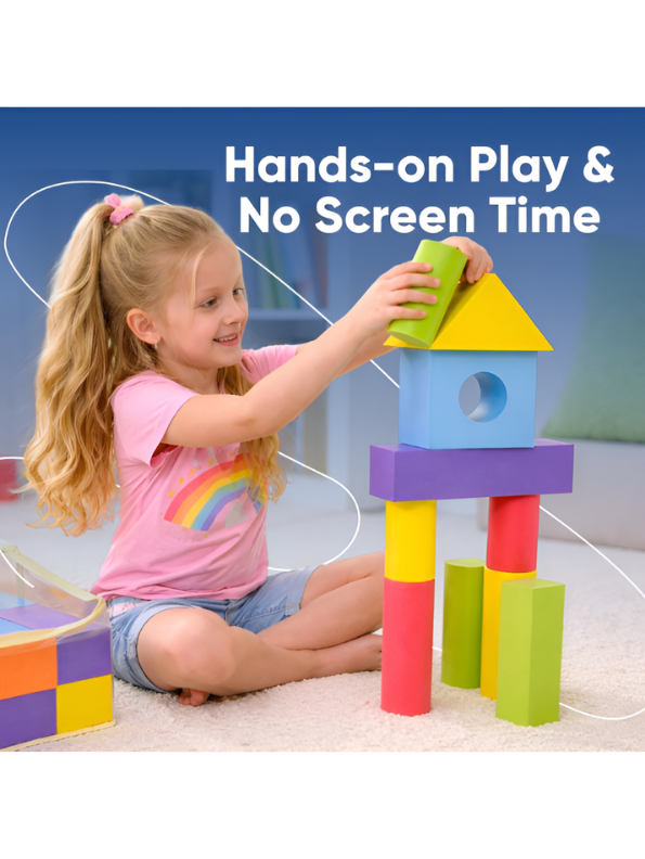 Dream Castle 27-Piece Wooden Blocks – Educational Stacking Toy for Toddlers (Ages 3+) MD659