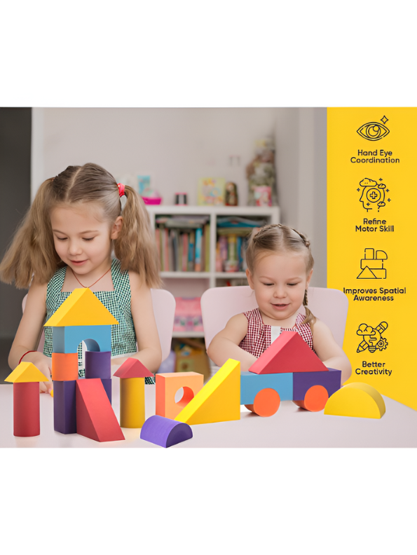 Dream Castle 27-Piece Wooden Blocks – Educational Stacking Toy for Toddlers (Ages 3+) MD659