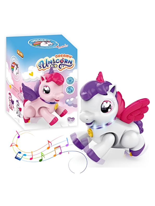Dreamy Sunacorn Interactive Walking Unicorn Toy with Music & LED Lights – Battery Operated Moving Pegacorn Figure with Movable Head & Wings, Birthday Gift for Kids & Toddlers Ages 3+ LM15831I