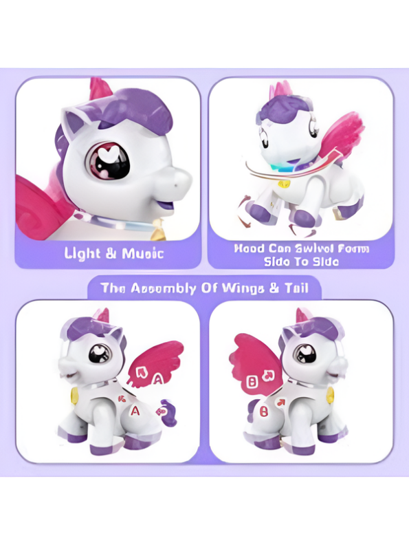 Dreamy Sunacorn Interactive Walking Unicorn Toy with Music & LED Lights – Battery Operated Moving Pegacorn Figure with Movable Head & Wings, Birthday Gift for Kids & Toddlers Ages 3+ LM15831I