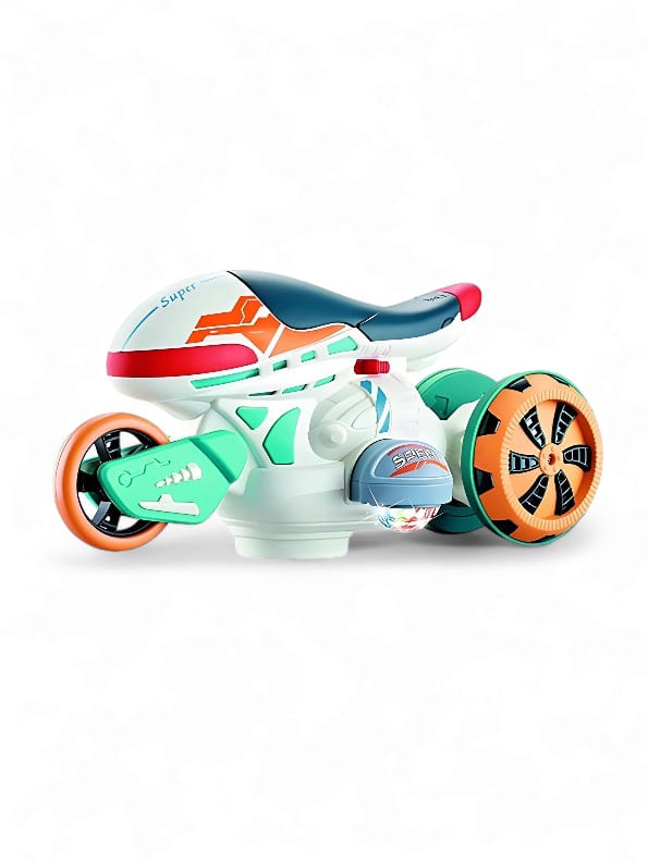 360 Degree Rotating Futuristic Stunt Bike Toy For Kids - Light & Sound - Durable