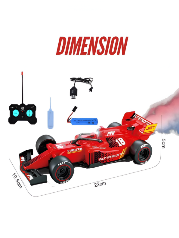 Drift Go – High-Speed RC F1 Racing Car with Spray Function, LED Lights & Rechargeable Battery - Red | LMI11212.