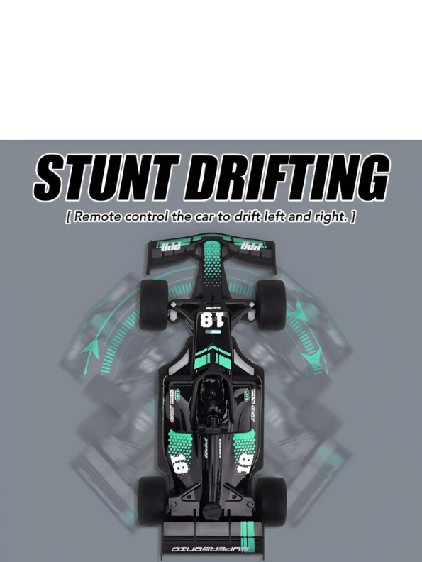Drift Go – High-Speed RC F1 Racing Car with Spray Function, LED Lights & Rechargeable Battery - Green | LMI11212.
