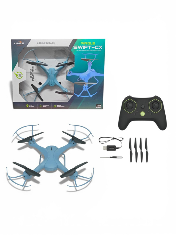 Airgle Swift-CX RC Drone for Kids & Beginners (14+) – Easy-to-Fly Remote Control Quadcopter with Headless Mode & Pro Controller, Blue Edition LMI15344