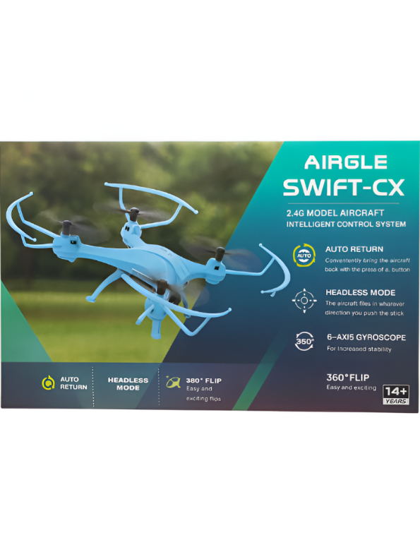 Airgle Swift-CX RC Drone for Kids & Beginners (14+) – Easy-to-Fly Remote Control Quadcopter with Headless Mode & Pro Controller, Blue Edition LMI15344