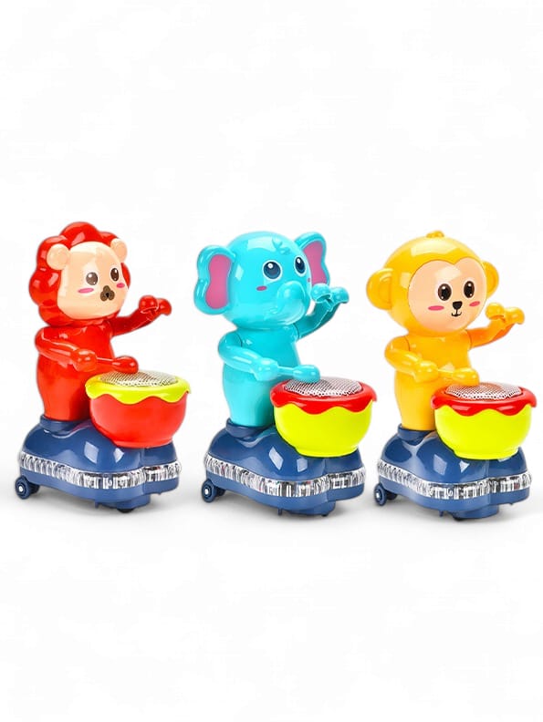 Drumming Musical Monkey, Elephant & Lion - Pack of 3 Toys For Kids - Toyloft