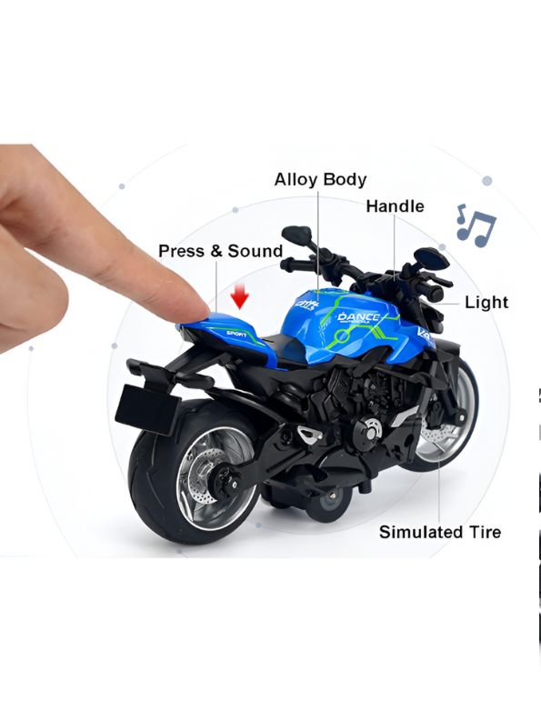 Ducati Streetfighter V4 Diecast Model 1:8 Scale – Pull-Back Alloy Bike with Lights & Sound Blue LMI15143.