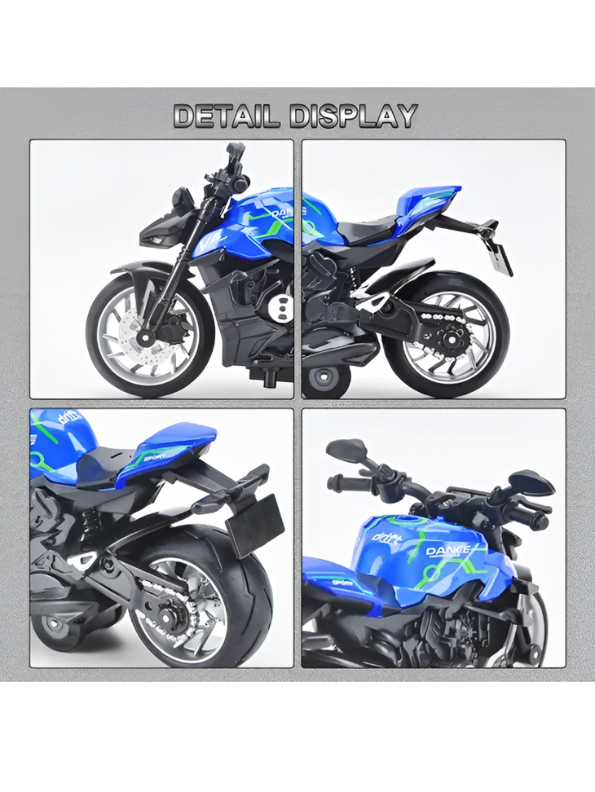 Ducati Streetfighter V4 Diecast Model 1:8 Scale – Pull-Back Alloy Bike with Lights & Sound Blue LMI15143.