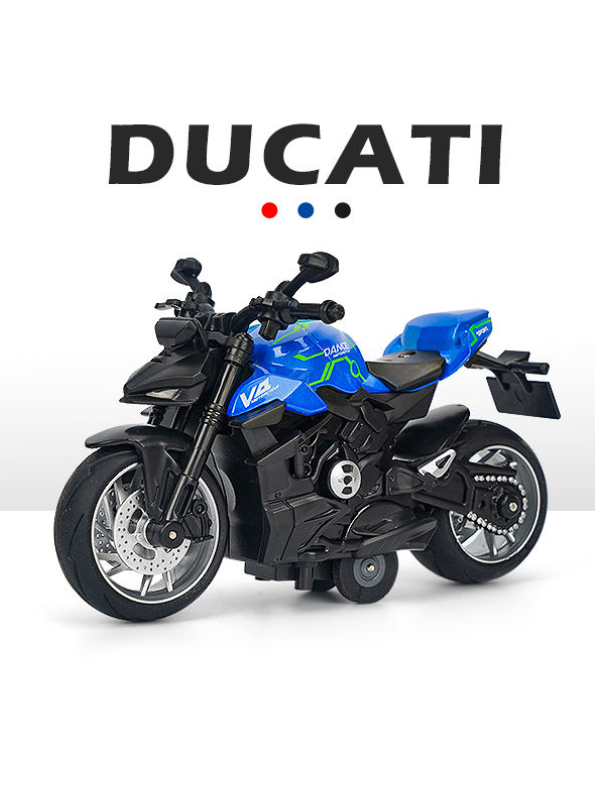 Ducati Streetfighter V4 Diecast Model 1:8 Scale – Pull-Back Alloy Bike with Lights & Sound Blue LMI15143.