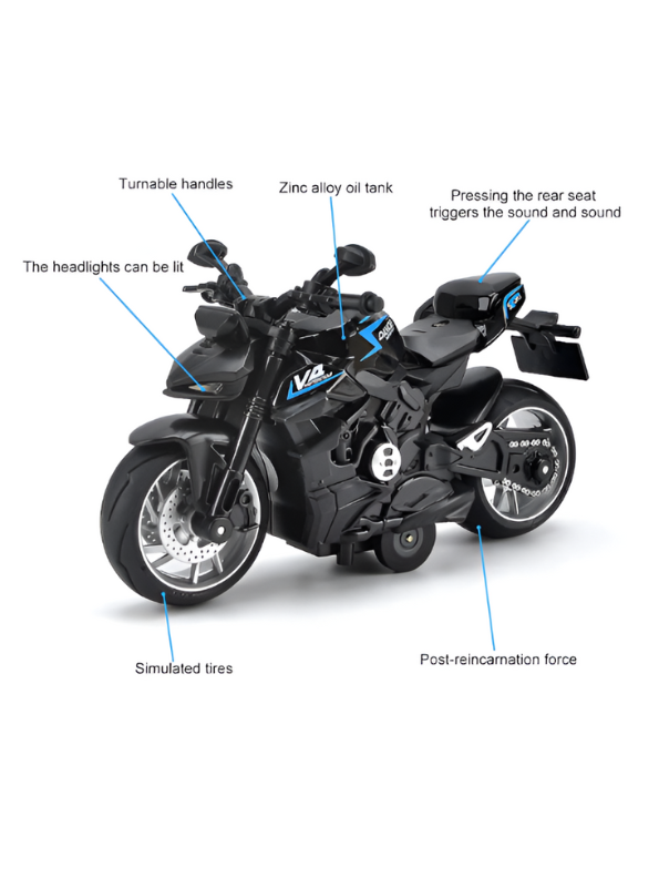 Ducati Streetfighter V4 Diecast Model 1:8 Scale – Pull-Back Alloy Bike with Lights & Sound Grey LMI15143.