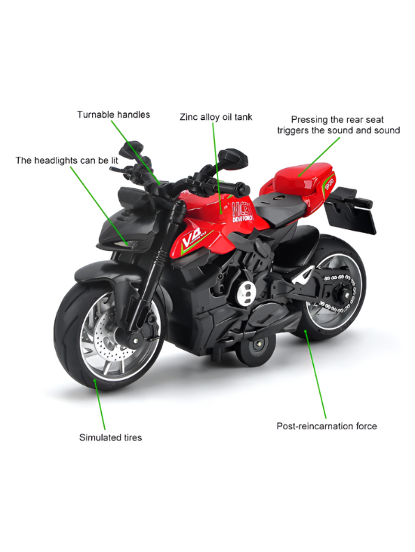 Ducati Streetfighter V4 Diecast Bike – 1:8 Scale Pull-Back Alloy Model with Lights & Sound.