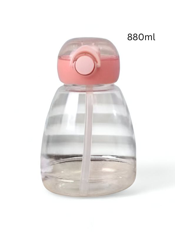 Pink - EcoSip – 880ml Reusable Plastic Bottle with Straw | Lightweight, Spill-Proof & Eco-Friendly Design NOV769.