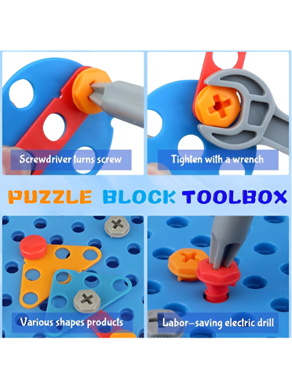 Educational DIY STEM Construction Toy for Kids: Space-Themed Puzzle Block Set with Working Electric Screwdriver TV7366