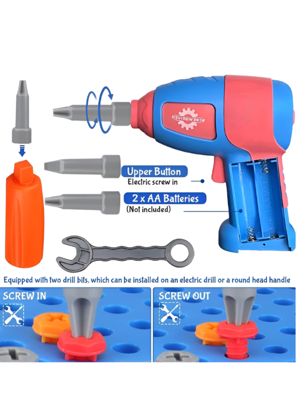 Educational DIY STEM Construction Toy for Kids: Space-Themed Puzzle Block Set with Working Electric Screwdriver TV7366