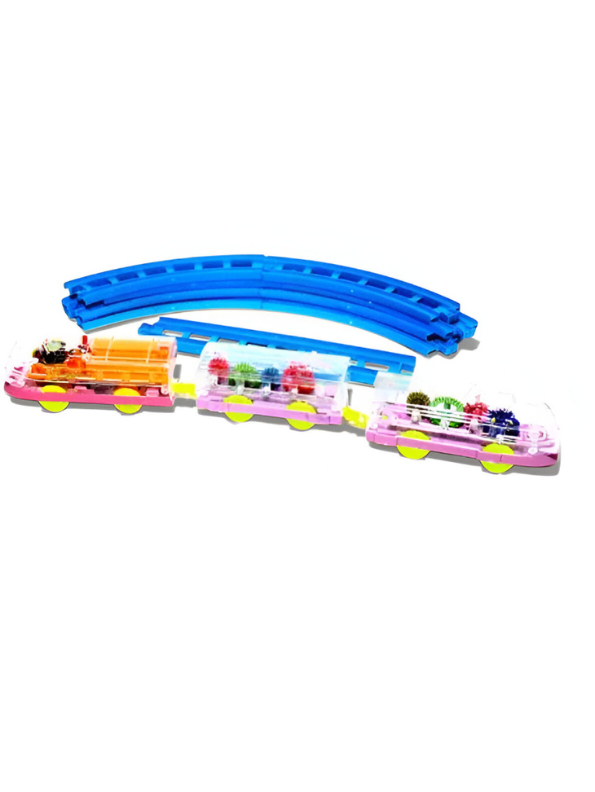 Educational Electric Train Set - Battery Operated Electric Train Set for Kids | Musical Toy Train with Transparent Gear Engine LMI394.