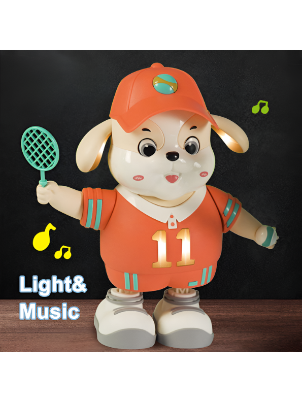 Educational Musical Dancing Puppy Toy for Kids – Orange  Interactive Tennis Dog with Swing & Light Features TV7343