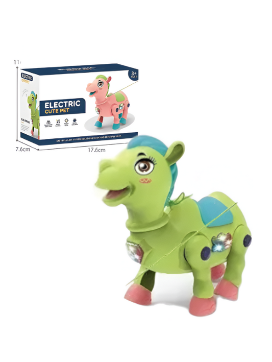 Electric Cute Pet – Walking Camel Toy with Musical Light-Up and Flashing Lights for Kids Green - LMI15662.