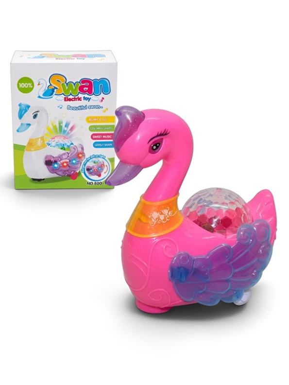 Electric Dancing Pink Swan Toy with 3D Projection Lights and Music – Early Learning Sensory Toy for Toddlers LMI10460
