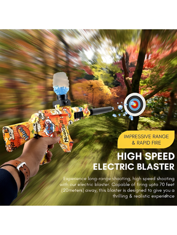 Electric MP5 Gel Ball Blaster Toy Gun with Silencer & Hopper, Rechargeable Automatic Splatter Ball Blaster
