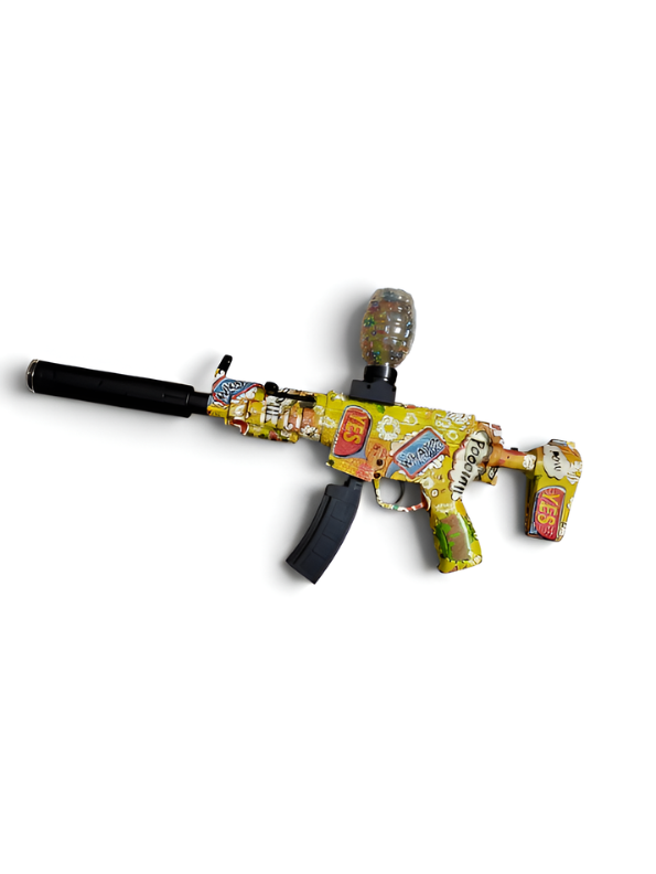 Electric MP5 Gel Ball Blaster Toy Gun with Silencer & Hopper, Rechargeable Automatic Splatter Ball Blaster