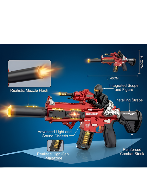 Electric Military Toy Machine Gun with Mist Spray, Combat Sounds & LED Lights MD643
