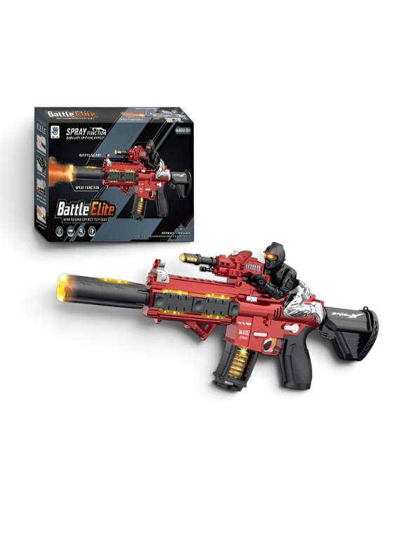 Electric Military Toy Machine Gun with Mist Spray, Combat Sounds & LED Lights MD643