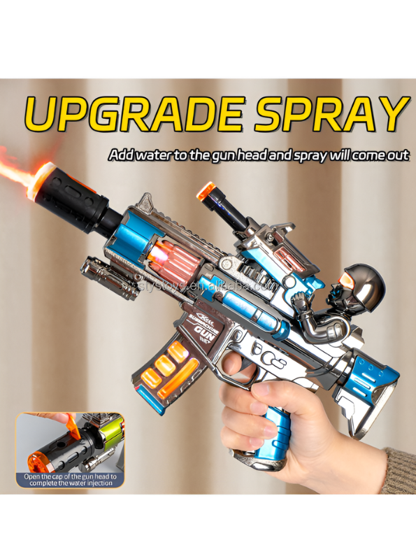 Electric Military Toy Machine Gun with Mist Spray, Combat Sounds & LED Lights MD643