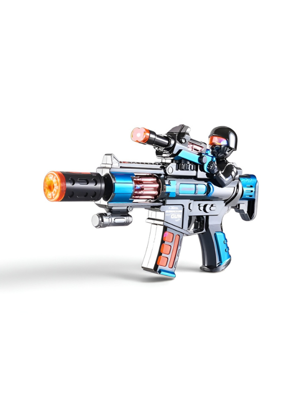 Electric Military Toy Machine Gun with Mist Spray, Combat Sounds & LED Lights MD643