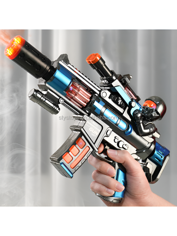 Electric Military Toy Machine Gun with Mist Spray, Combat Sounds & LED Lights MD643