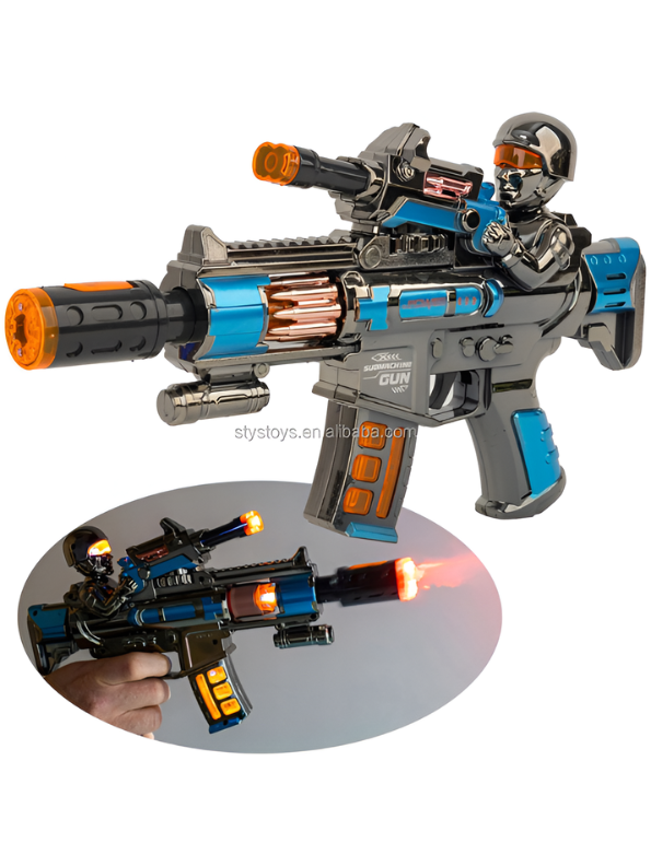 Electric Military Toy Machine Gun with Mist Spray, Combat Sounds & LED Lights MD643