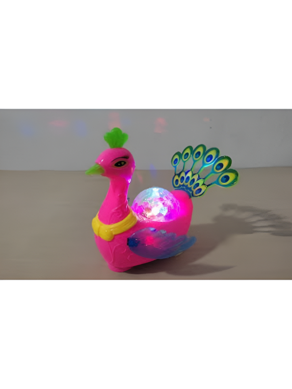 Electric Peacock Toy with 3D Disco Lights and Music - Bump and Go Walking Musical Toy Bird for Toddlers LMI10462
