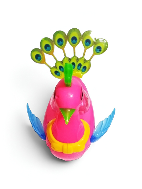 Electric Peacock Toy with 3D Disco Lights and Music - Bump and Go Walking Musical Toy Bird for Toddlers LMI10462