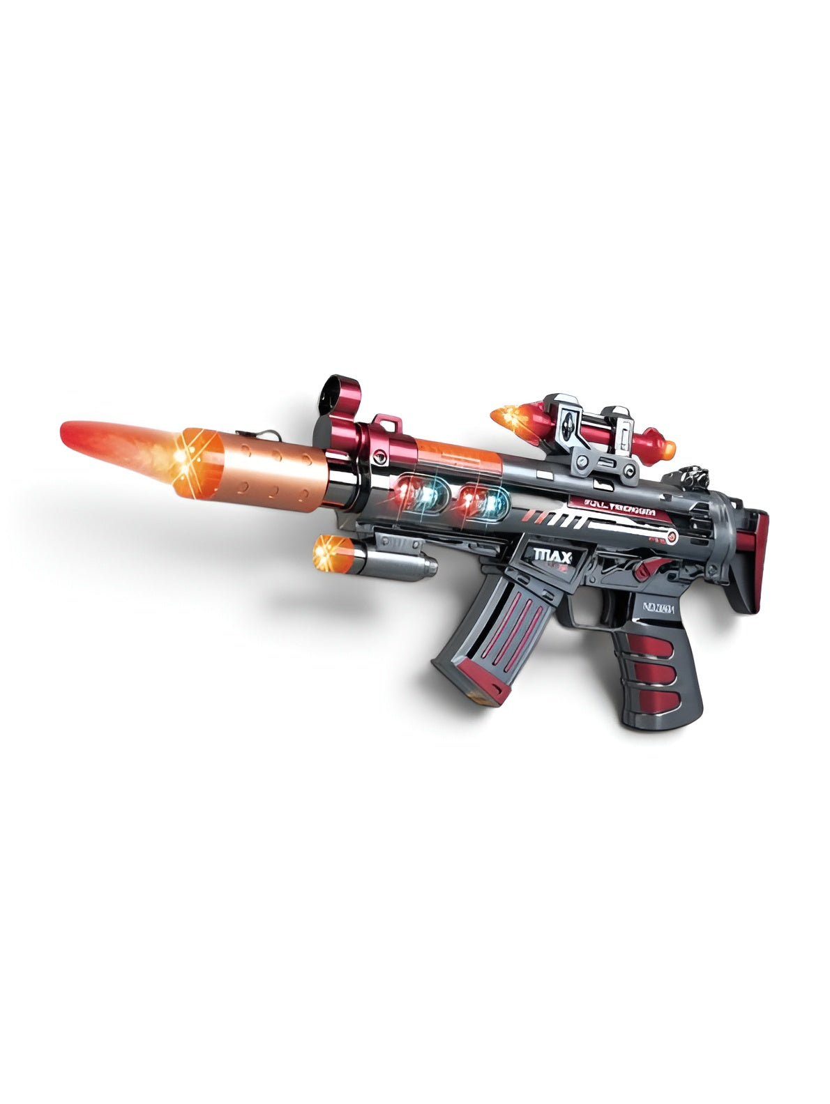 Electric Smoke Mist Spray Toy Gun Red with LED Flashing Lights & Combat Sound Effects – Realistic Tactical Assault Rifle Toy LMI16913