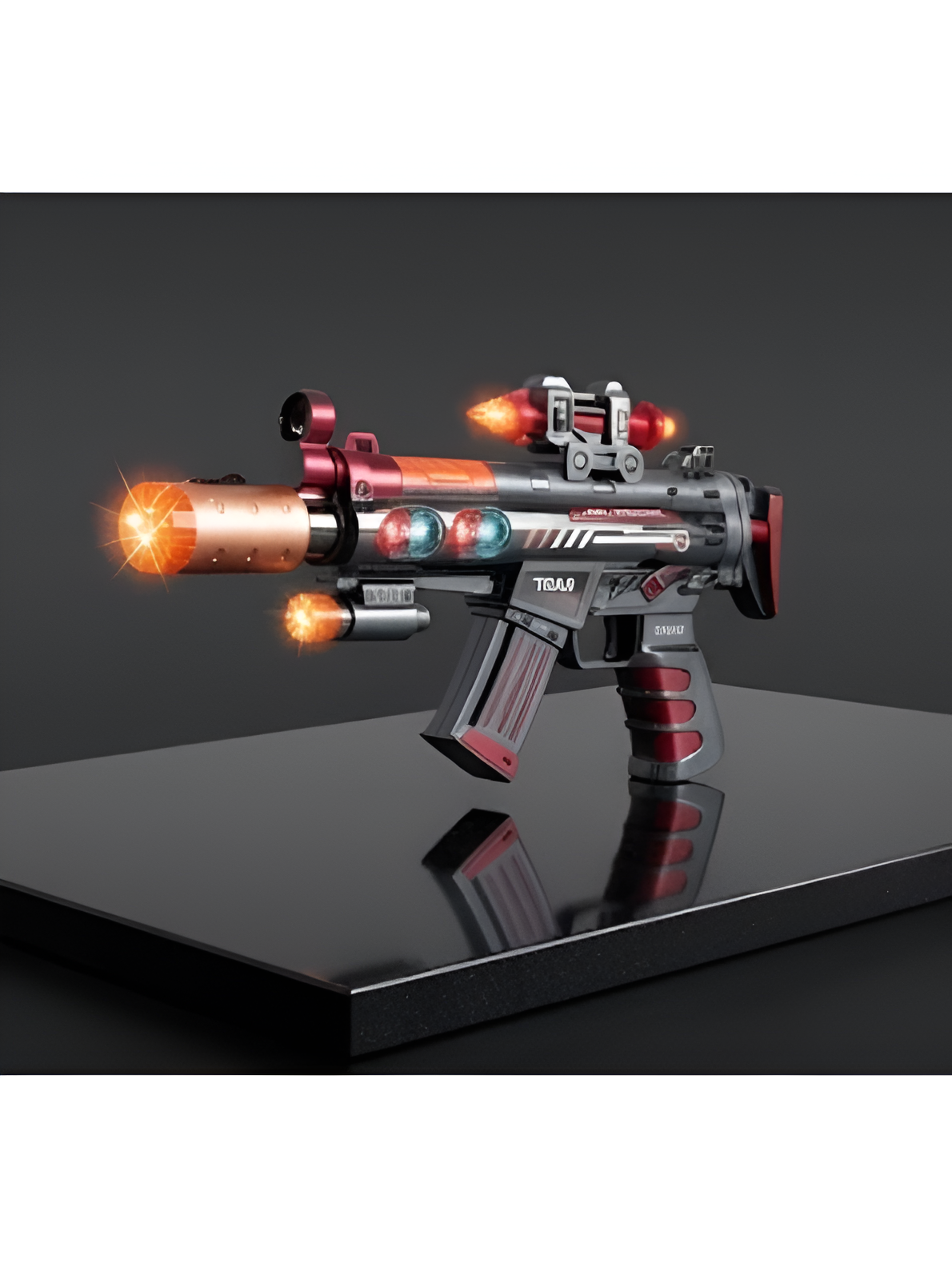 Electric Smoke Mist Spray Toy Gun Red with LED Flashing Lights & Combat Sound Effects – Realistic Tactical Assault Rifle Toy LMI16913