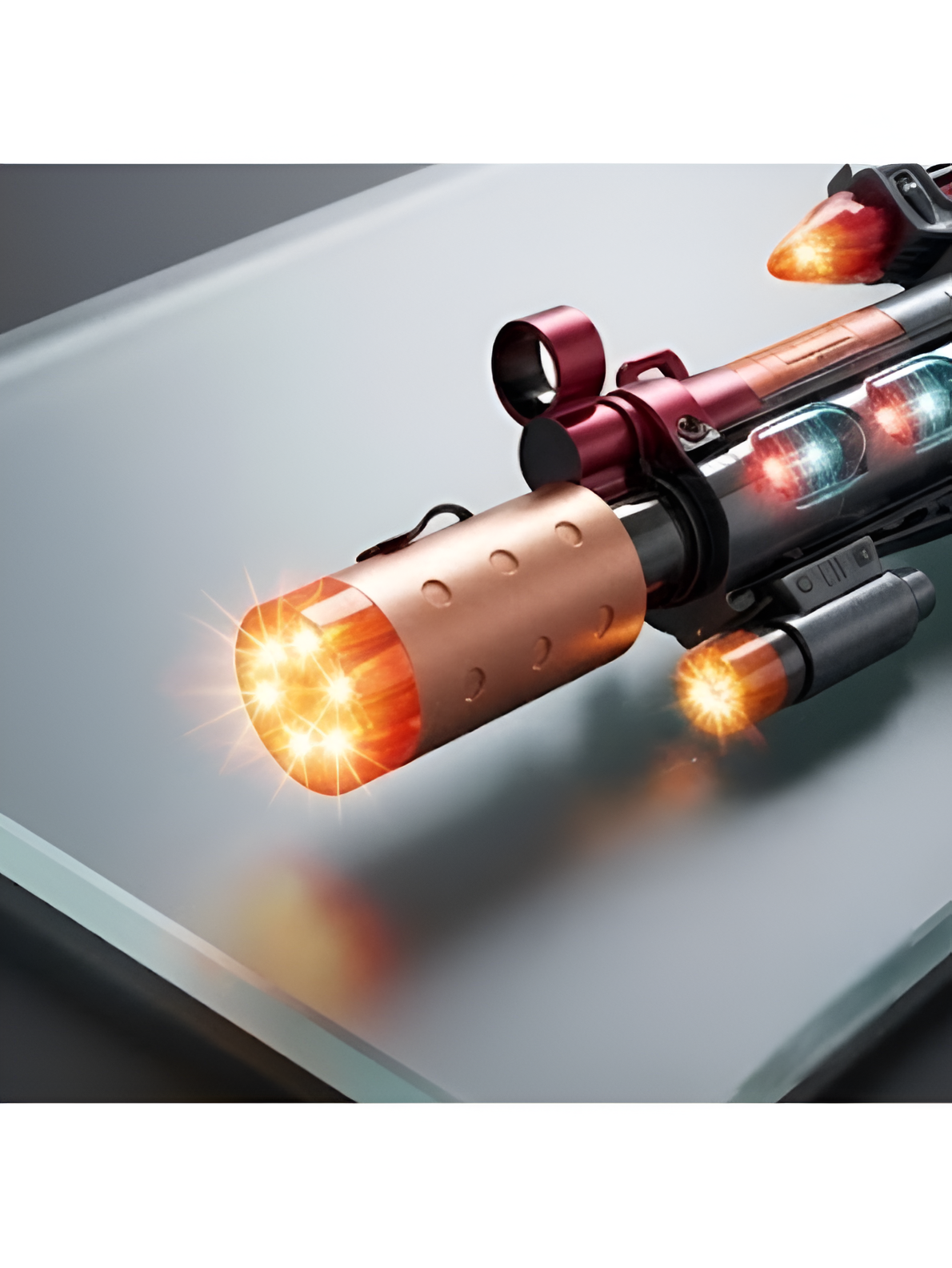 Electric Smoke Mist Spray Toy Gun Red with LED Flashing Lights & Combat Sound Effects – Realistic Tactical Assault Rifle Toy LMI16913