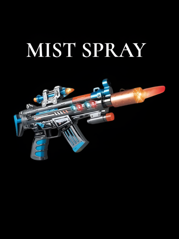 Electric Smoke Mist Spray Toy Gun Blue with LED Flashing Lights & Combat Sound Effects – Realistic Tactical Assault Rifle Toy LMI16913