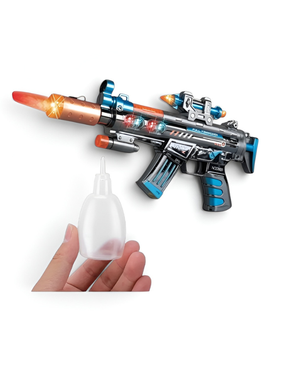Electric Smoke Mist Spray Toy Gun Blue with LED Flashing Lights & Combat Sound Effects – Realistic Tactical Assault Rifle Toy LMI16913