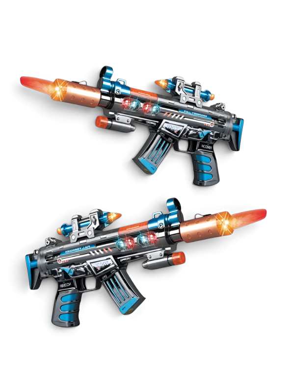 Electric Smoke Mist Spray Toy Gun Blue with LED Flashing Lights & Combat Sound Effects – Realistic Tactical Assault Rifle Toy LMI16913