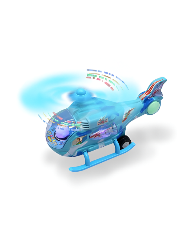 Electric Toy Helicopter – Battery Powered 360° Rotating Blades, Flashing LED Lights & Music LMI10409.
