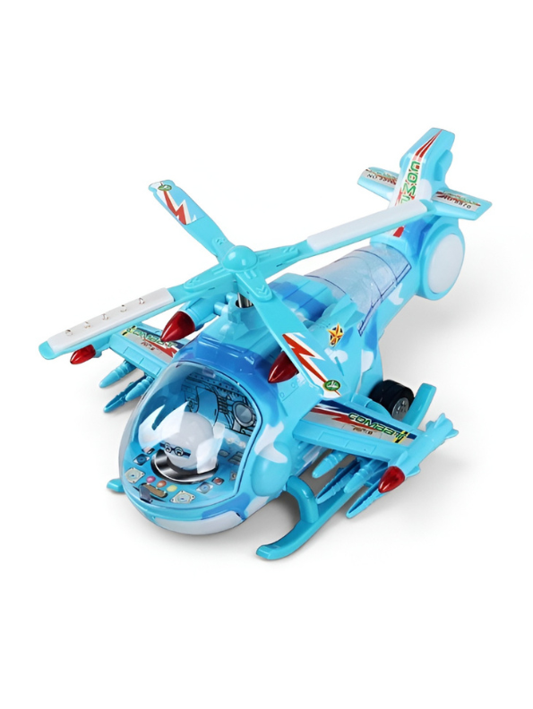 Electric Toy Helicopter – Battery Powered 360° Rotating Blades, Flashing LED Lights & Music LMI10409.