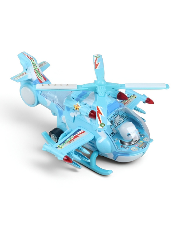 Electric Toy Helicopter – Battery Powered 360° Rotating Blades, Flashing LED Lights & Music LMI10409.