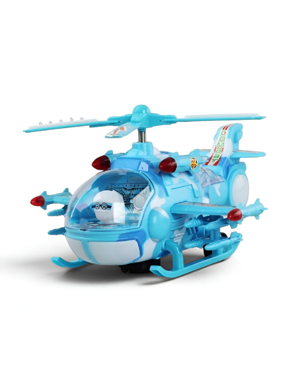 Electric Toy Helicopter – Battery Powered 360° Rotating Blades, Flashing LED Lights & Music LMI10409.