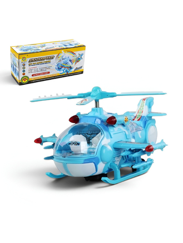 Electric Toy Helicopter – Battery Powered 360° Rotating Blades, Flashing LED Lights & Music LMI10409.